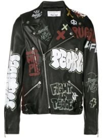 WornOnTV: Stella’s black graffiti print oversized moto jacket on ...