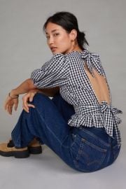 Faithfull Bow-Back Gingham Blouse at Anthropologie