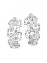 Fallon - Rhodium Plated Cubic Zirconia Link Hoop Earrings at Saks Fifth Avenue