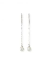 Fallon Pave Pearly Thread Drop Earrings at Neiman Marcus