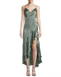 Fame and Partners Bristol Satin Slip Dress w  Asymmetric Hem at Neiman Marcus