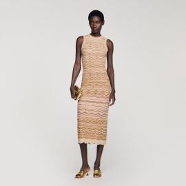Fancy knit midi dress in Brown for Women Paris at Sandro