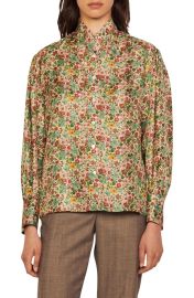 Faraday Floral Print Silk Button-Up Shirt by Sandro at Nordstrom