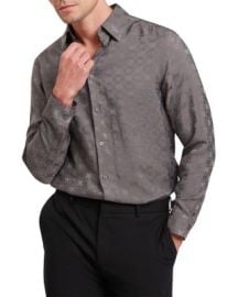 Farax Textured Geometric Jacquard Button Down Shirt at Bloomingdales