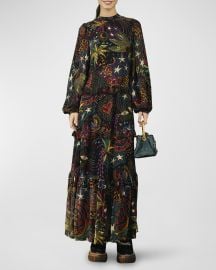 Farm Rio Amazonia Puff-Sleeve Printed Maxi Dress at Neiman Marcus