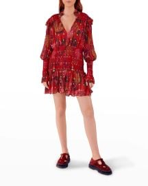 Farm Rio Banana Flowers Smocked Mini Dress at Neiman Marcus