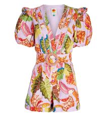 Farm Rio Beaks  Bananas Belted Cotton Romper at Intermix