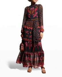 Farm Rio Black Tropical Magic Maxi Dress at Neiman Marcus