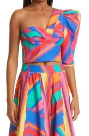 Farm Rio Bruna Stripes One Shoulder Crop Top and Skirt at Nordstrom