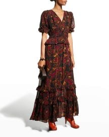 Farm Rio Butterfly Sky Tiered Maxi Dress at Neiman Marcus