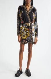 Farm Rio Floral Border Print Wrap Minidress at Nordstrom Rack