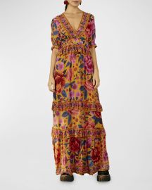 Farm Rio Floral Dream Tiered Ruffle Maxi Dress at Neiman Marcus