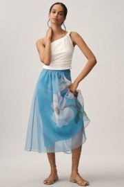Farm Rio Floral Organza Midi Skirt at Anthropologie