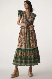 Farm Rio Garden Tapestry V Neck Maxi Dress at Anthropologie