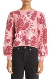 Farm Rio Heart Pattern Crewneck Sequin Sweater at Nordstrom Rack