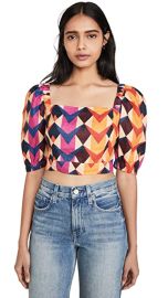 Farm Rio Lindeza Grafica Linen Crop Top in Multi at Shopbop