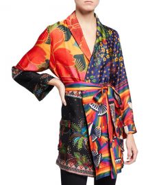 Farm Rio Mix Scarves Multicolor Printed Kimono at Neiman Marcus