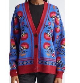 Farm Rio Palms Paradise Teal Floral Print Sweater at eBay