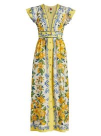 Farm Rio Sicily Scarf Cotton Flutter Maxi Dress at Saks Fifth Avenue