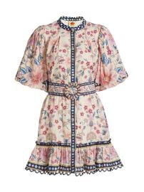 Farm Rio Superbloom Belted Puff Sleeve Minidress at Saks Fifth Avenue