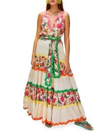 Farm Rio Toucans Garden Colorblock Scallop-Edge Maxi Dress at Neiman Marcus