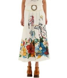 Farm Rio Tropi Embroidered Linen Maxi Skirt at Dillards