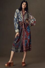 Farm Rio Winter Mix Midi Shirt Dress at Anthropologie