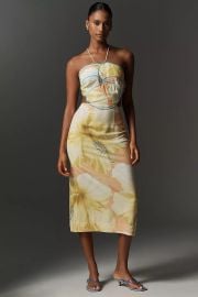 Farm Rio X Anthropologie Floral Printed Linen Blend Halter Midi Dress at Anthropologie