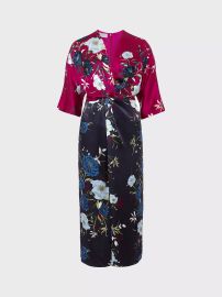 Farrah Satin Floral Midi Dress at Hobbs