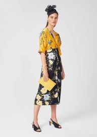 Farrah Satin Floral Midi Dress at Hobbs