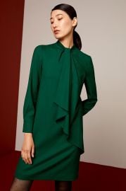 Farringdon Dress Forest Green Wool Crepe at The Fold London