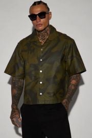 Fashion Nova Every Step Of The Way Camo Cropped Button Up Shirt at Fashion Nova