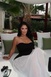 Fashion Nova Mary Strapless Drop Waist Maxi Dress in Black White at Fashion Nova