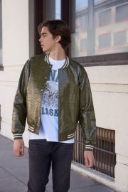 Faux Croc Varsity Bomber Jacket at Forever 21