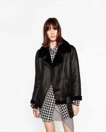 Faux Fur Collar Biker Jacket at Zara