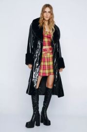 Faux Fur Collar Vinyl Trench at Nasty Gal