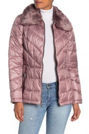 Faux Fur Collar Zip Front Puffer Jacket by Kenneth Cole New York  at Nordstrom Rack