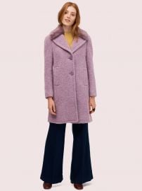 Faux Fur Lapel Coat in Purple Shade at Kate Spade