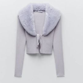 Faux Fur Trim Knit Cardigan by Zara at Zara