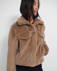 Faux Fur Trucker Jacket at Theory