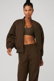 Faux Fur Urbanite Bomber - EspressoIvory Alo Yoga at Alo Yoga