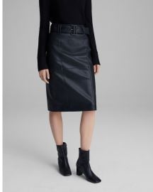 Faux Leather Belted Skirt at Club Monaco