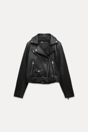 Faux Leather Biker Jacket at Zara