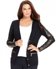 Faux Leather Cardigan by Michael Kors Plus at Macys