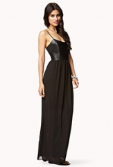 Faux Leather Chiffon Dress at Forever 21