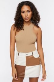 Faux Leather Colorblock Mini Skirt at Forever 21