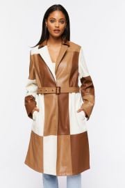 Faux Leather Colorblock Trench Coat at Forever 21