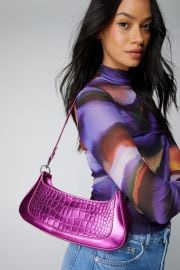 Faux Leather Croc Shoulder Bag at Nasty Gal