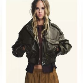 Faux Leather Crop Jacket at Zara