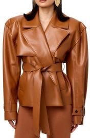 Faux Leather Crop Trench Coat at Nordstrom